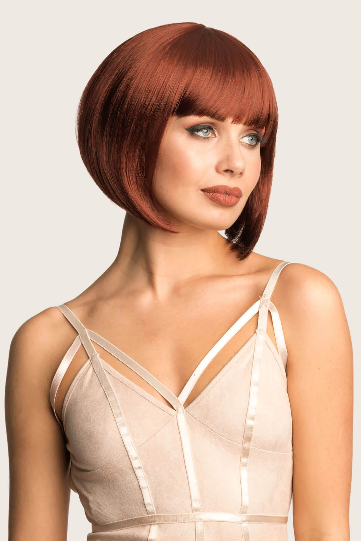 Ginger/Copper red bob wig, Inverted / A-Line style: Jacqueline