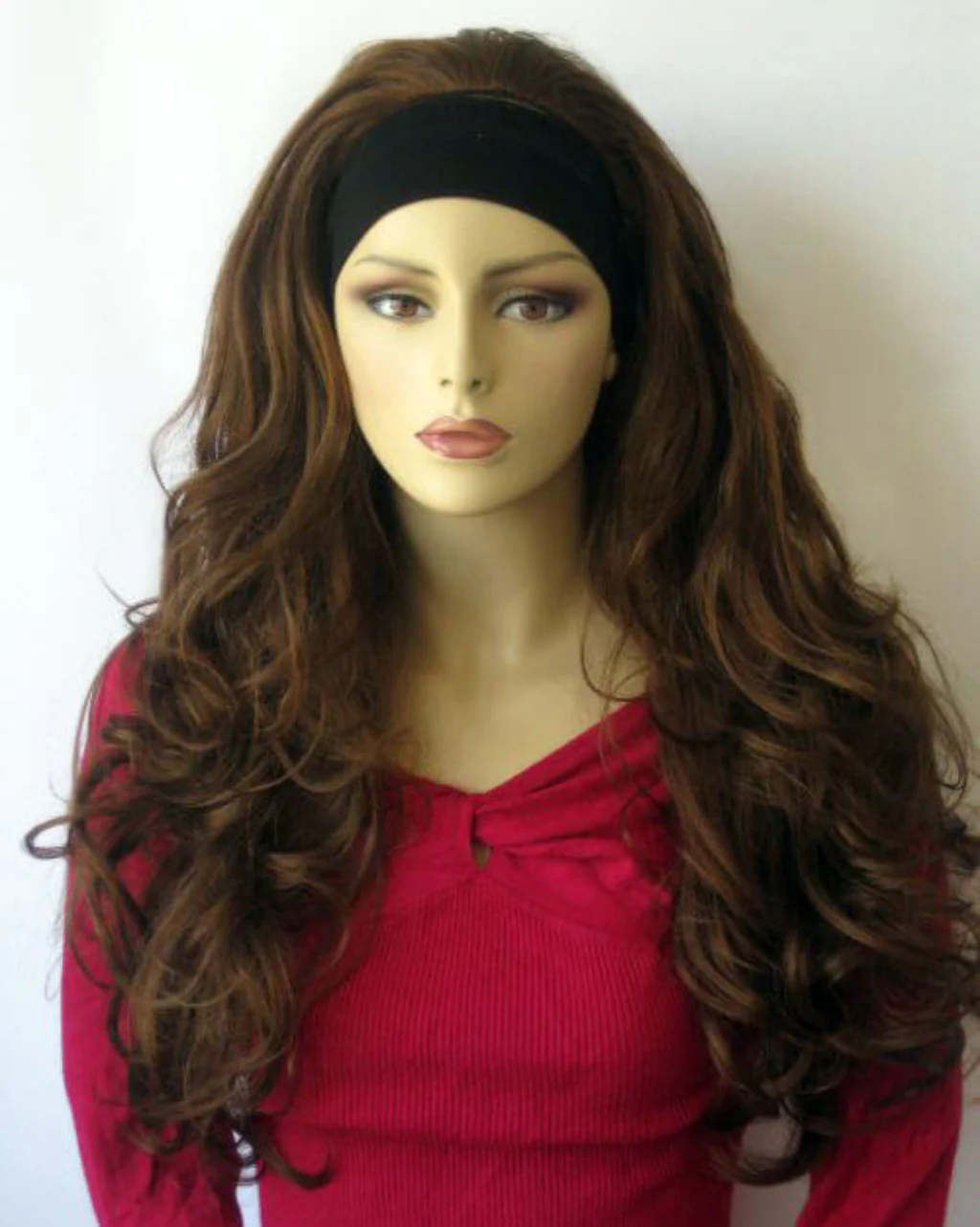 Breanna - Super Full Volume Long Loose Curls Light Auburn Half Wig - Image 3