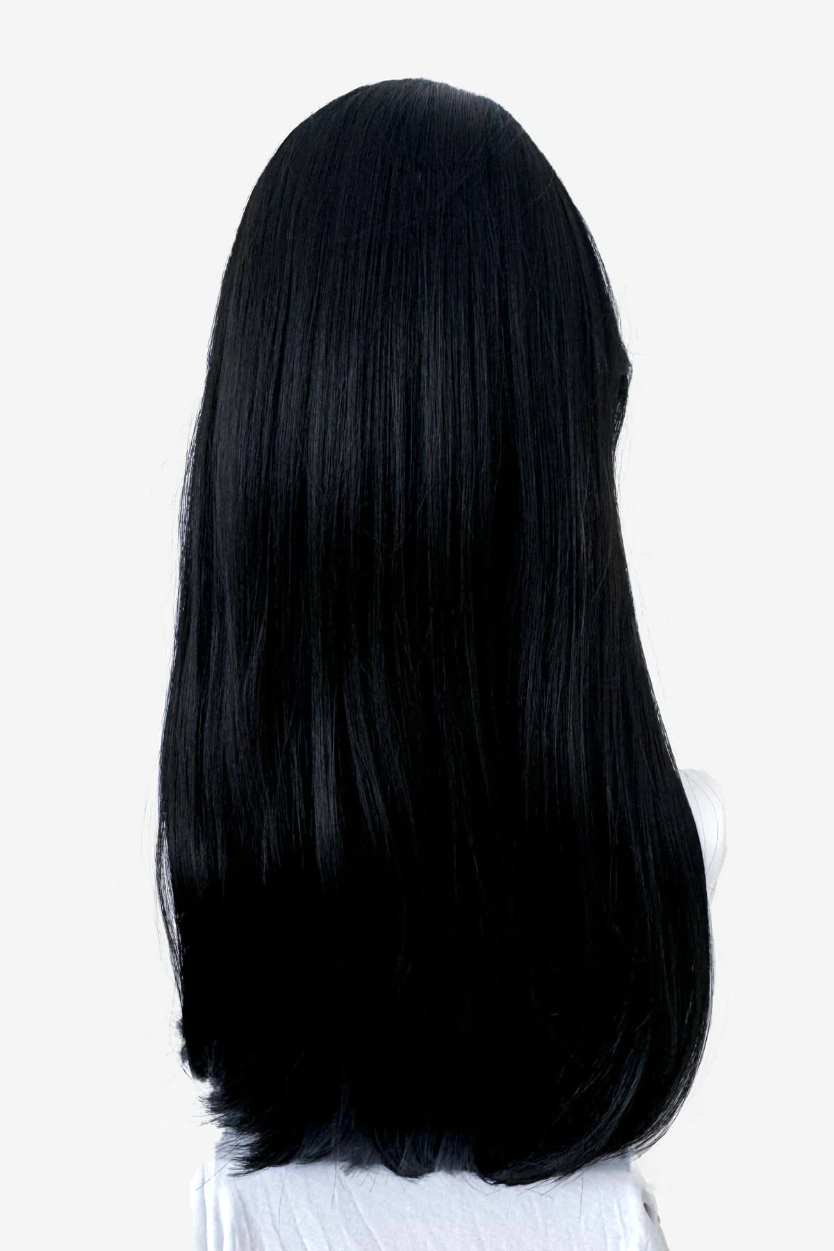Long straight black wig with straight fringe: Carmen - Image 13