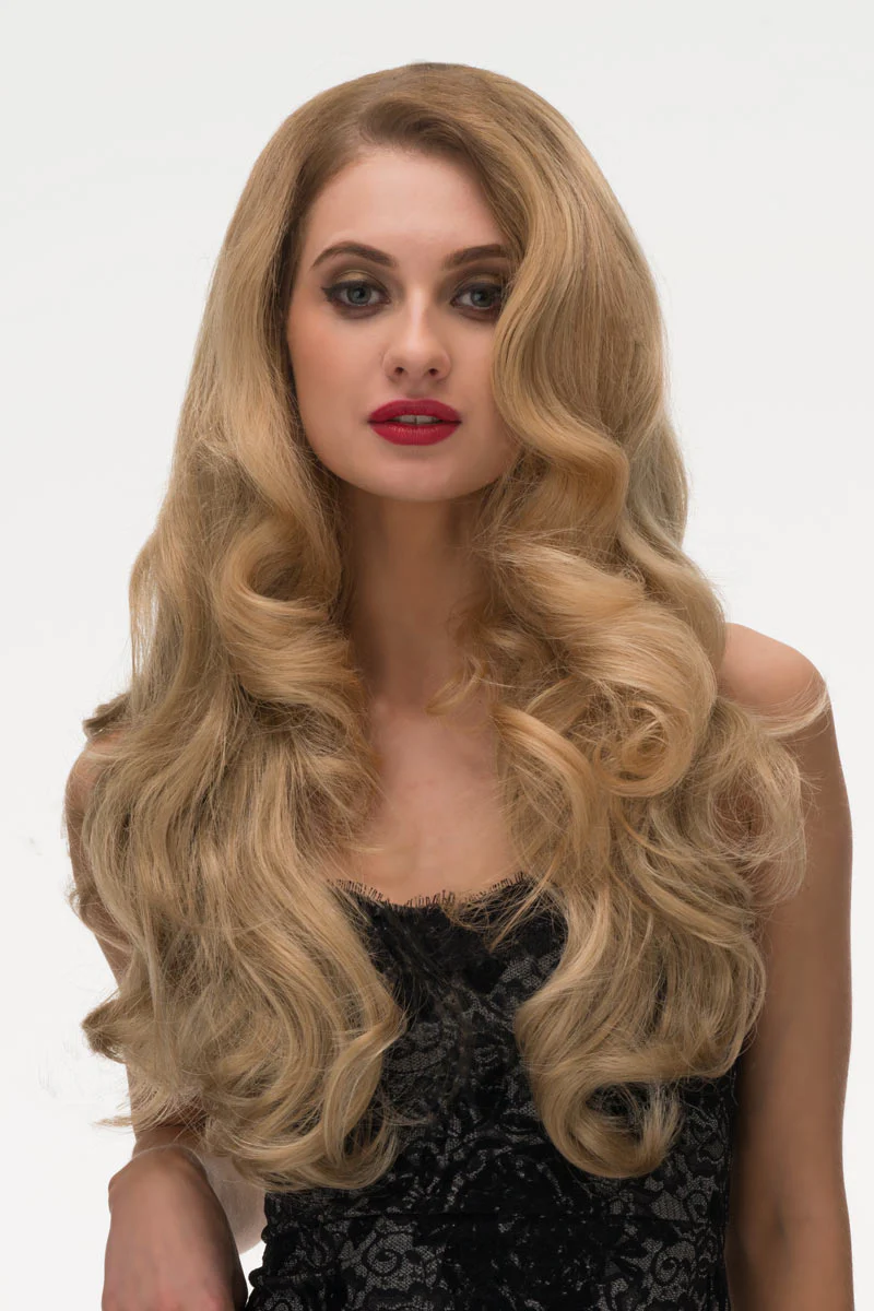 Long blonde 3/4 hairpiece (half wig), big loose curls: Zara - Image 10