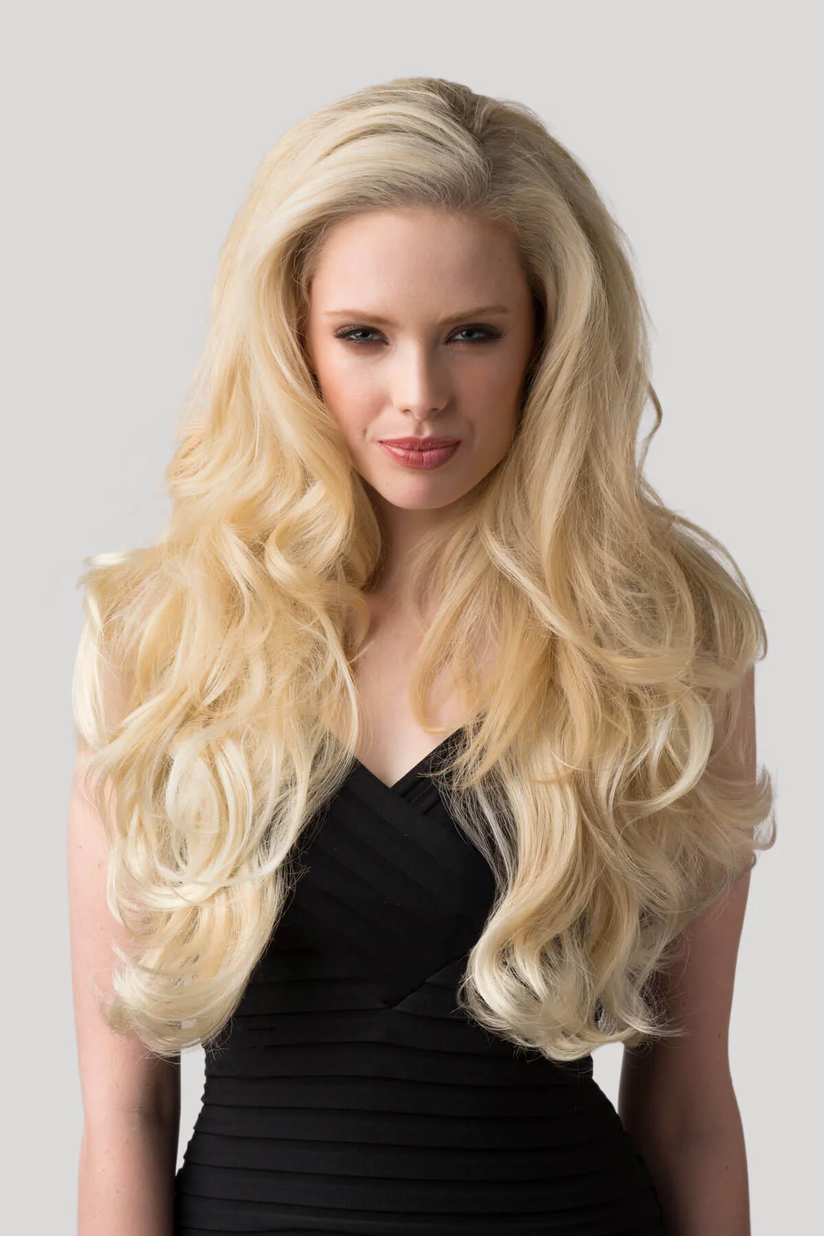 Long blonde 3/4 hairpiece (half wig), big loose curls: Zara - Image 14