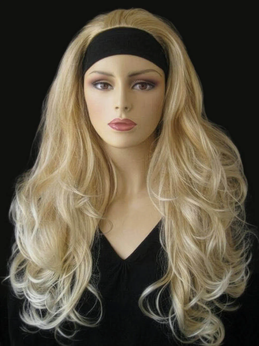 Long blonde 3/4 hairpiece (half wig), big loose curls: Zara - Image 17