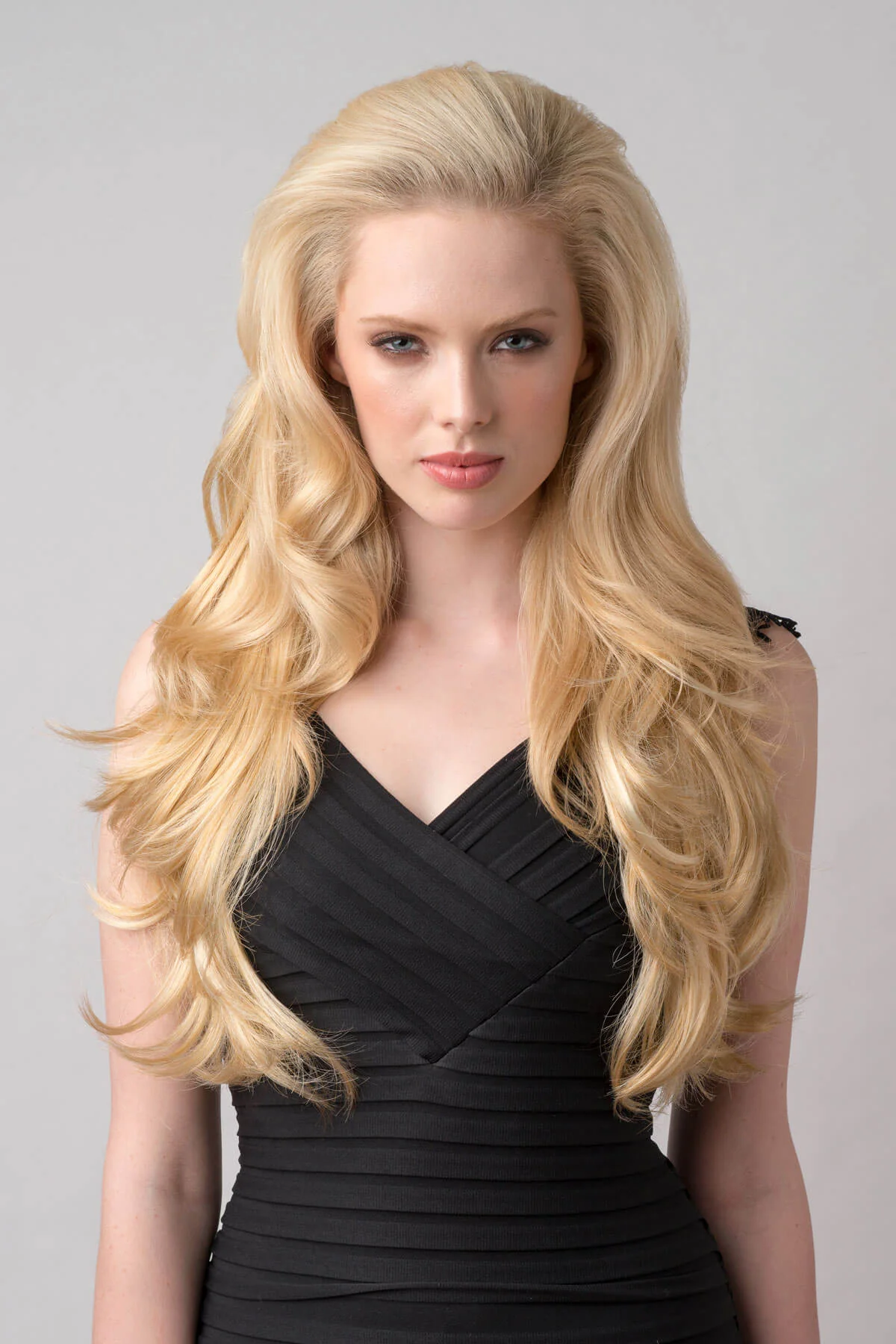 Long blonde half wig hairpiece (3/4 wig) loose curls: Frankii - Image 26