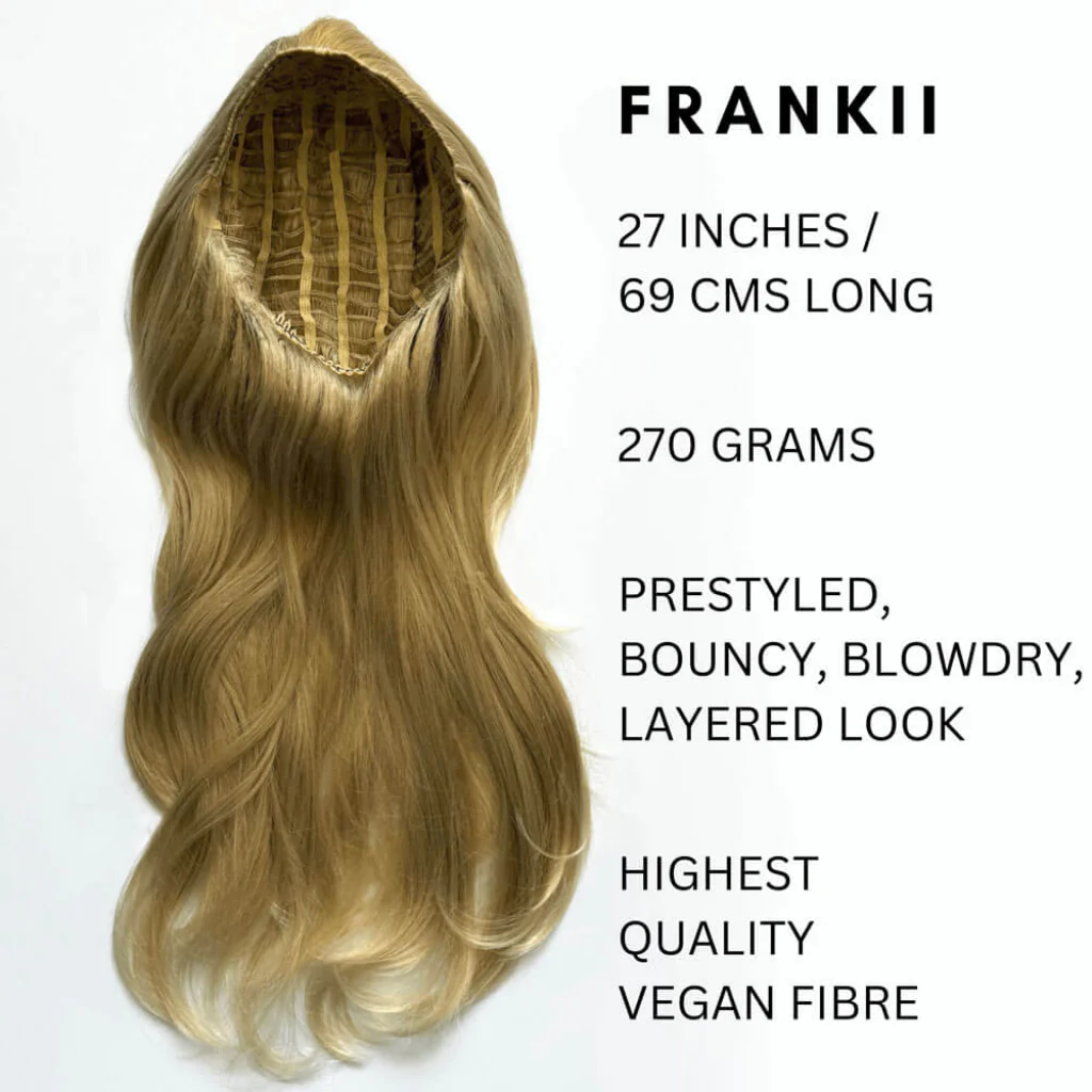 Long blonde half wig hairpiece (3/4 wig) loose curls: Frankii - Image 39
