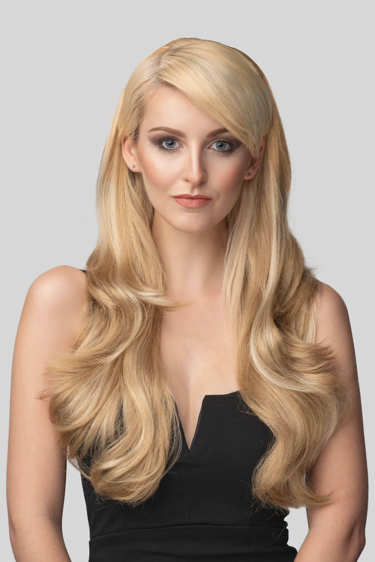 Long blonde half wig hairpiece (3/4 wig) loose curls: Frankii - Image 7