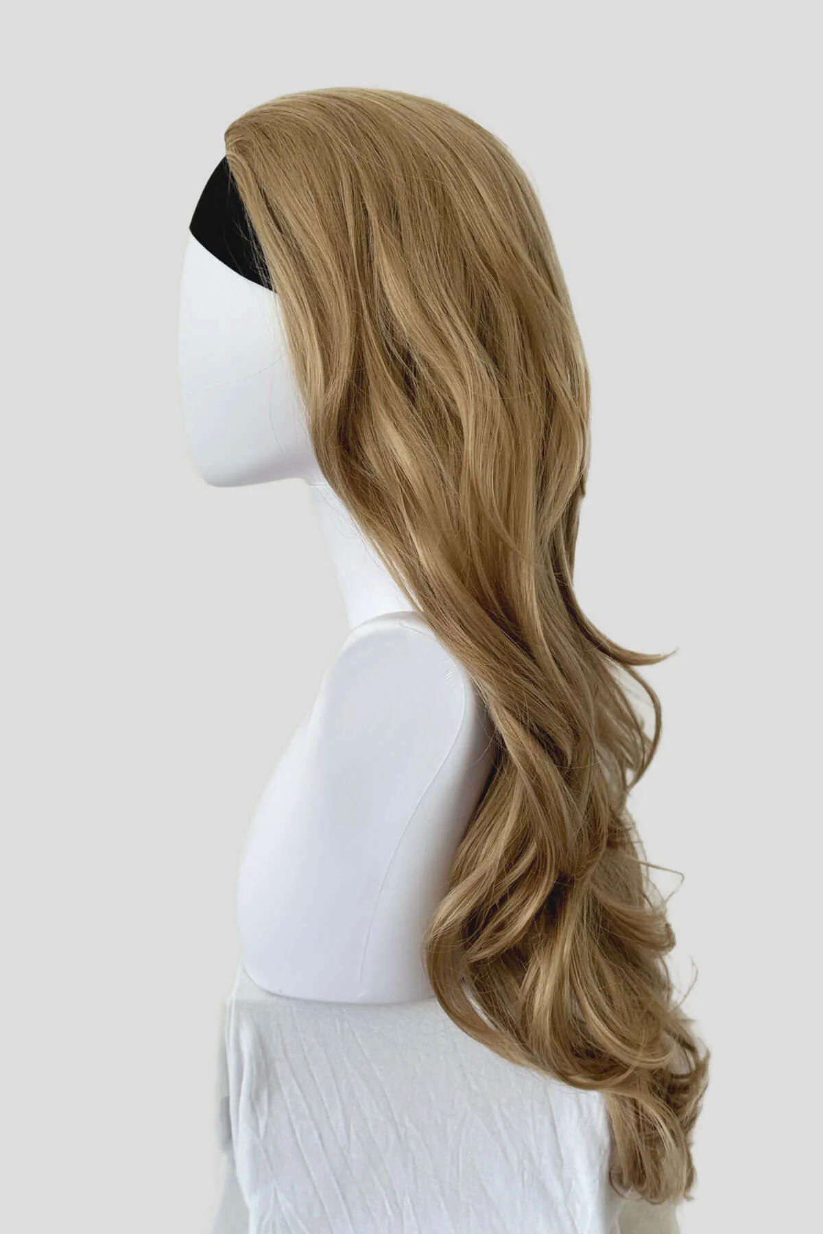 Long blonde half wig hairpiece (3/4 wig) loose curls: Frankii - Image 9
