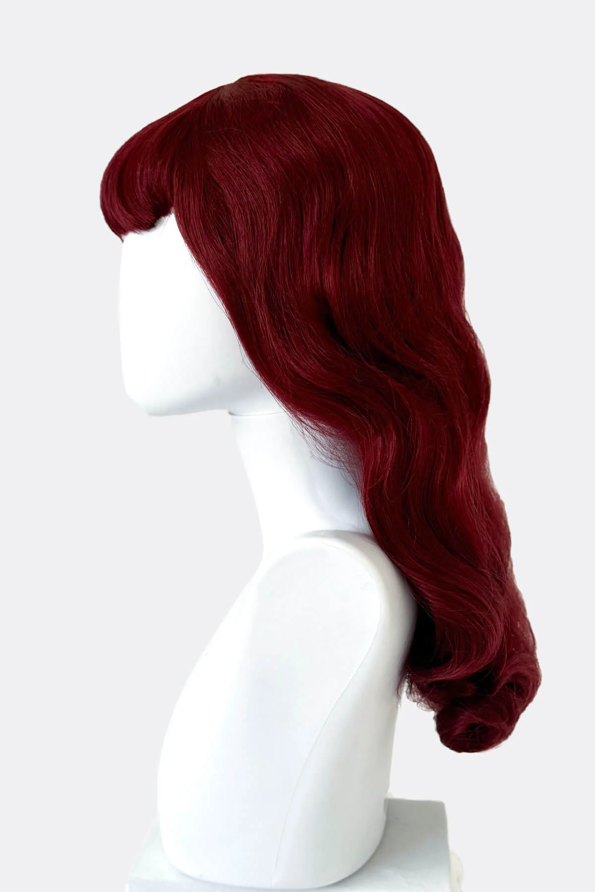 Long copper red pin-up style wig, gently wavy with short fringe: Josefina - Image 3