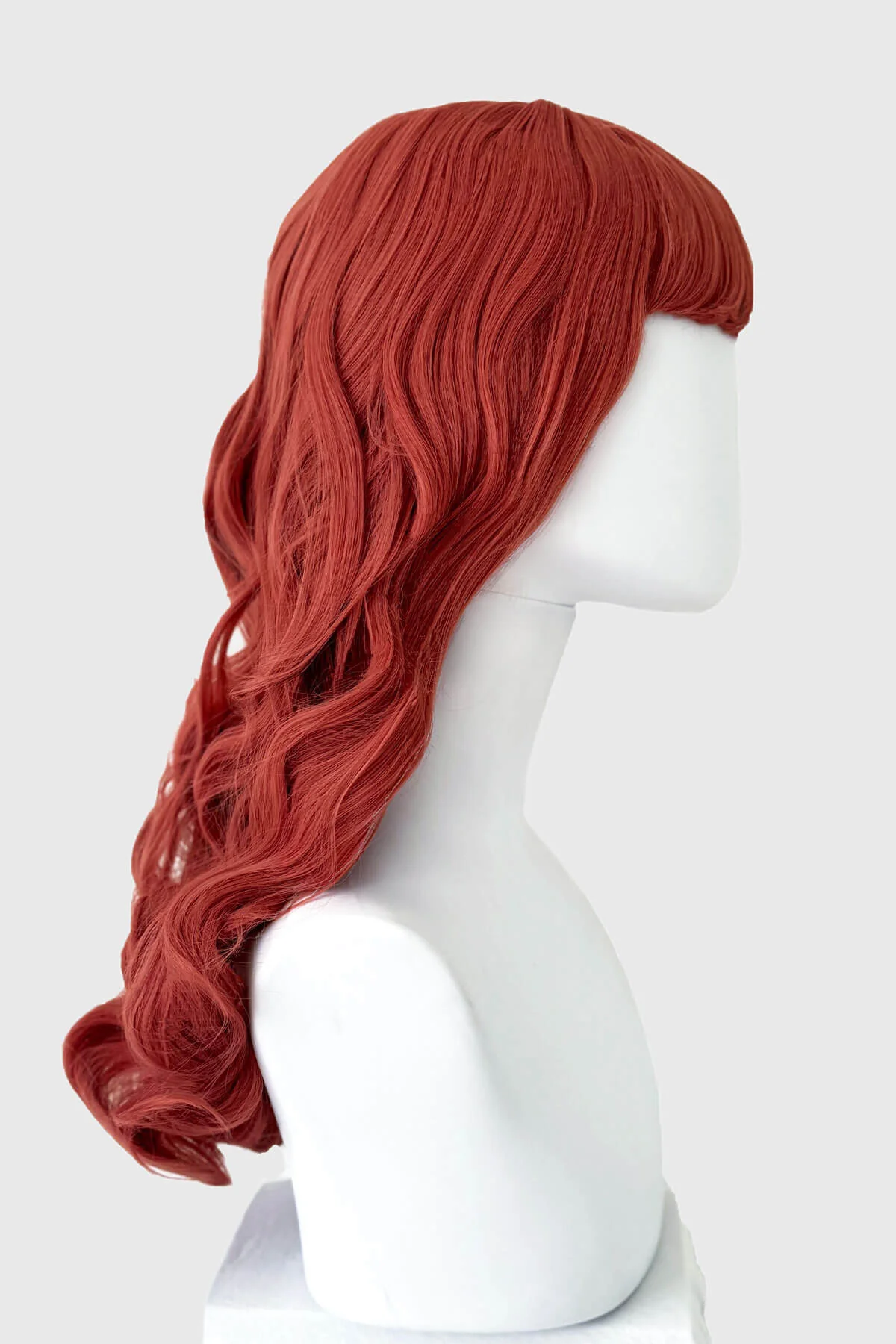 Long pastel-pink pin-up style wig with gentle waves and short fringe: Candy - Image 3
