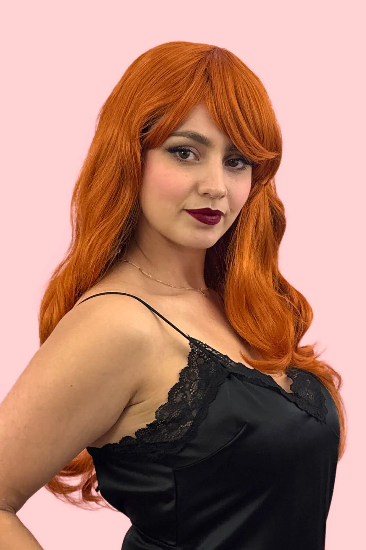 Long ginger wig with loose waves and curls: Ginger - Image 2