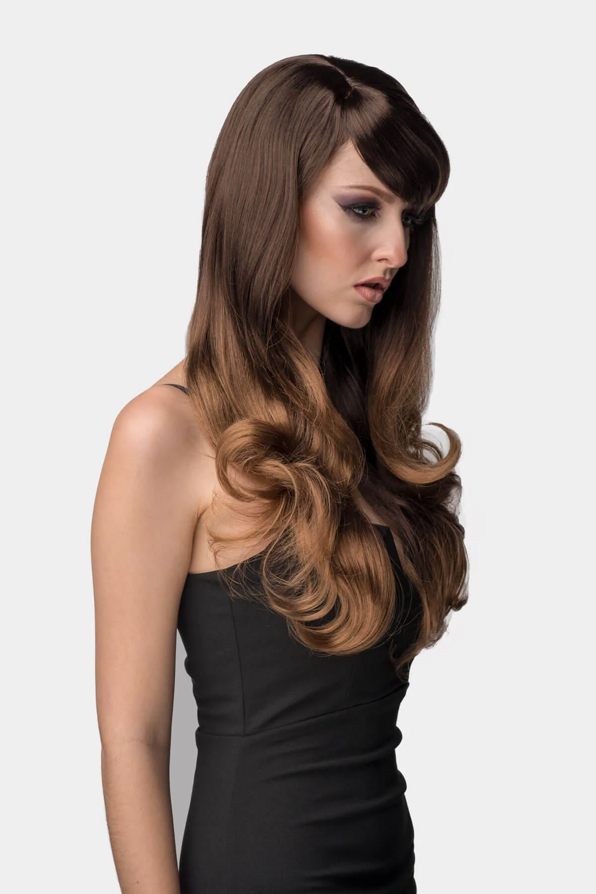 Long ombre wig - dark brown blending to blonde: Rey - Image 3