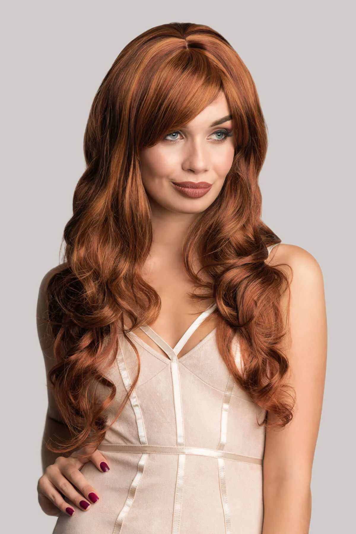 Long red auburn and blonde wig: Amanda