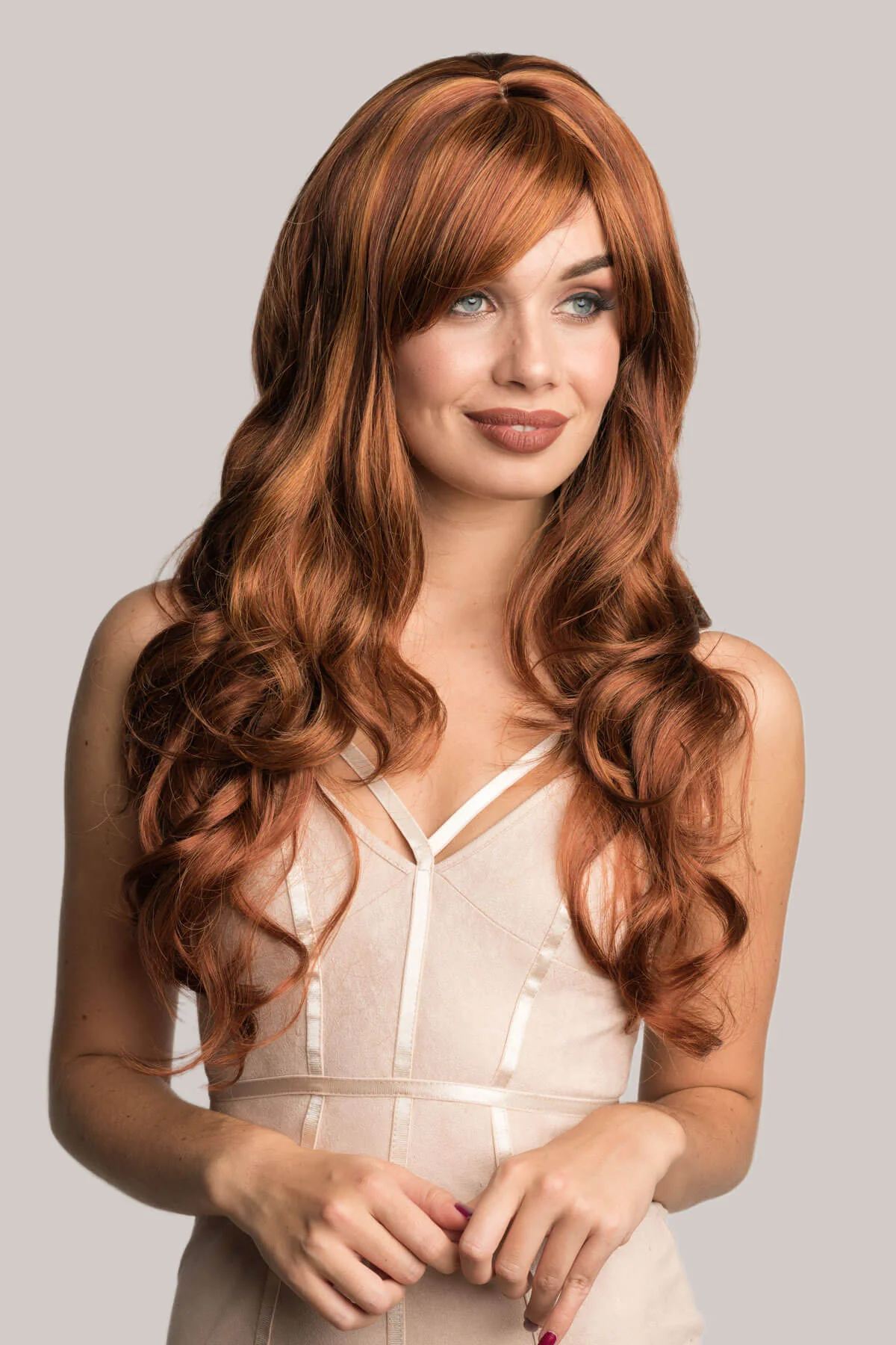 Long red auburn and blonde wig: Amanda - Image 2