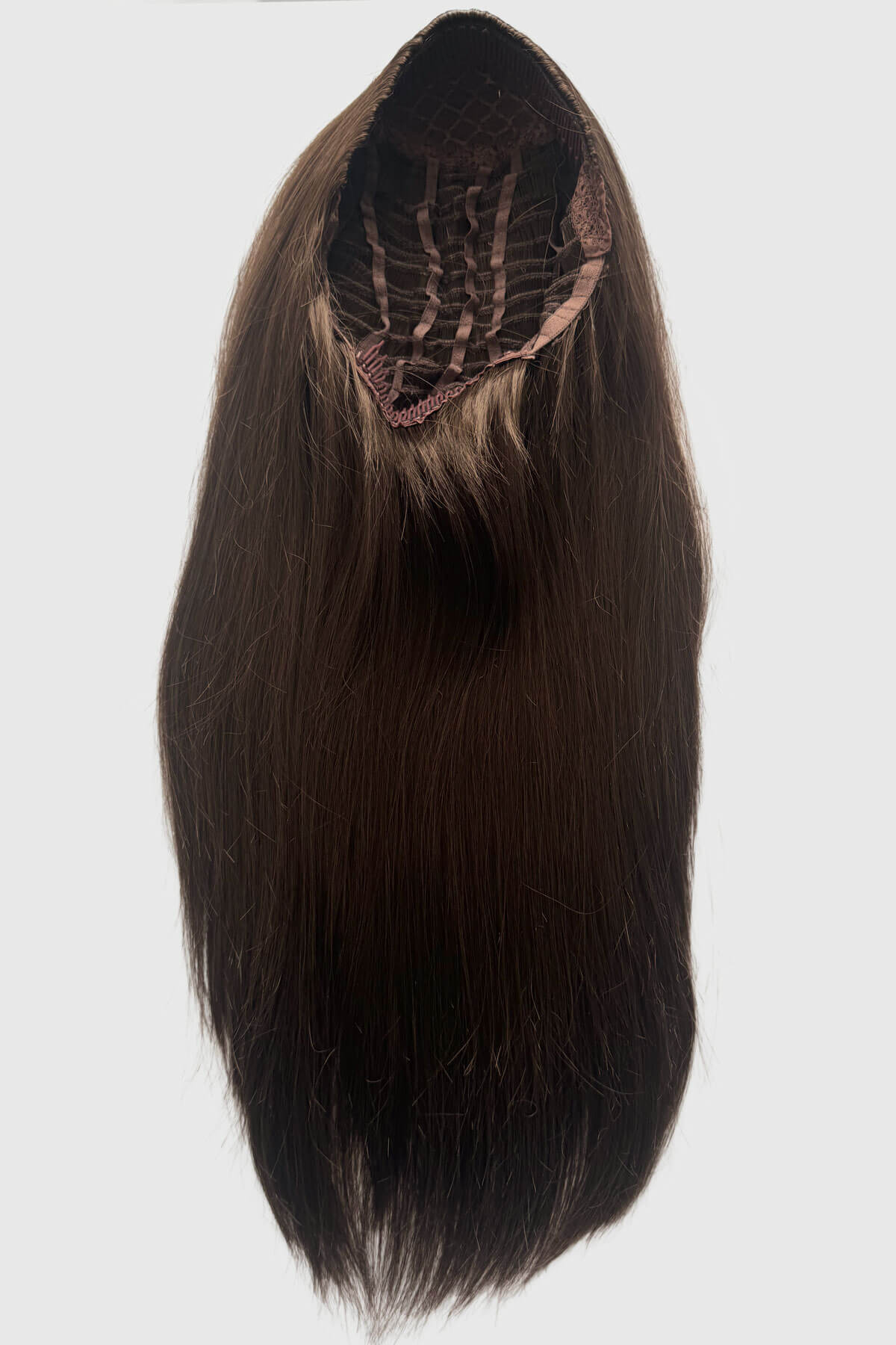Faye - Poker Straight Sleek Extra Long Brown Half Wig - Image 14