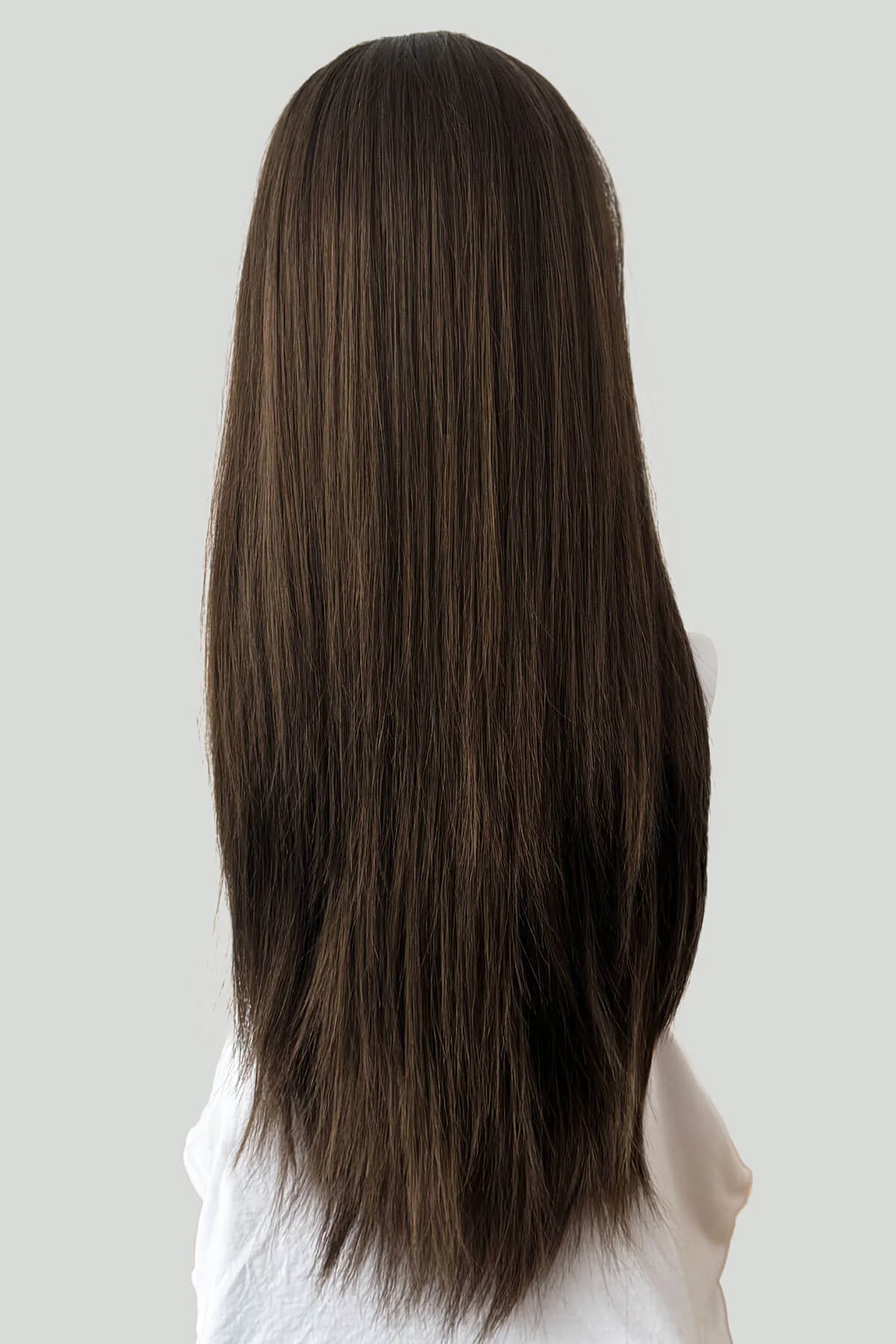 Faye - Poker Straight Sleek Extra Long Brown Half Wig - Image 18