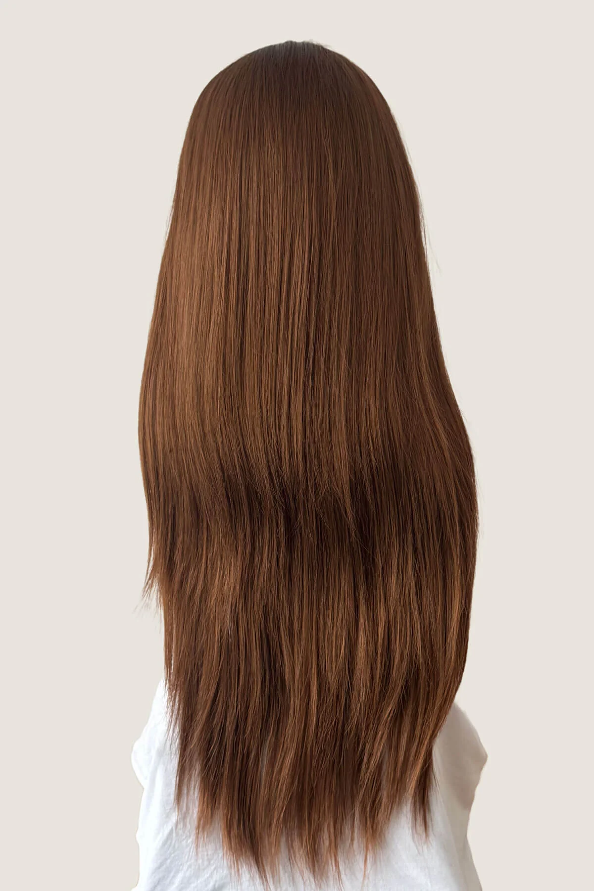 Faye - Poker Straight Sleek Extra Long Brown Half Wig - Image 23