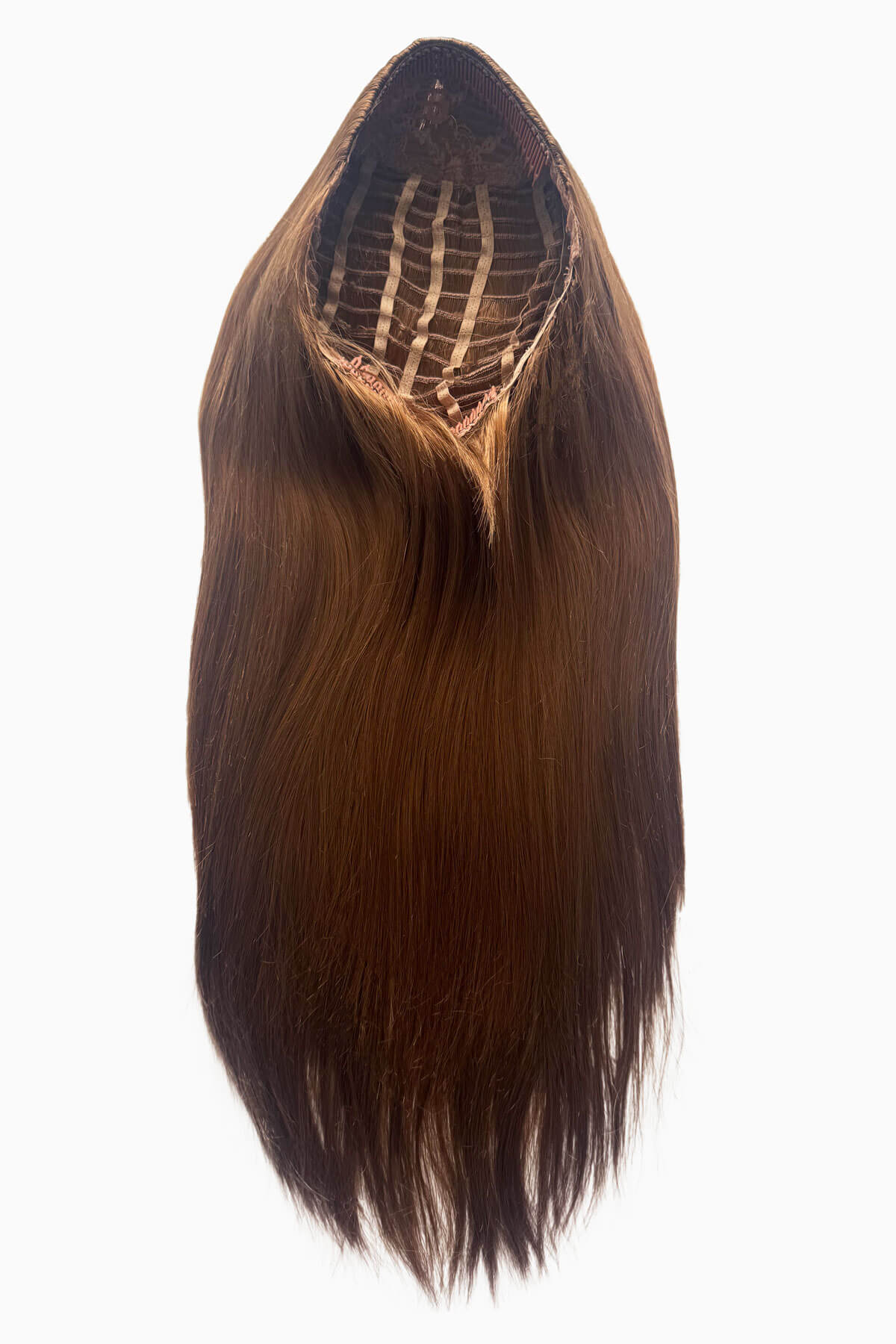 Faye - Poker Straight Sleek Extra Long Brown Half Wig - Image 24
