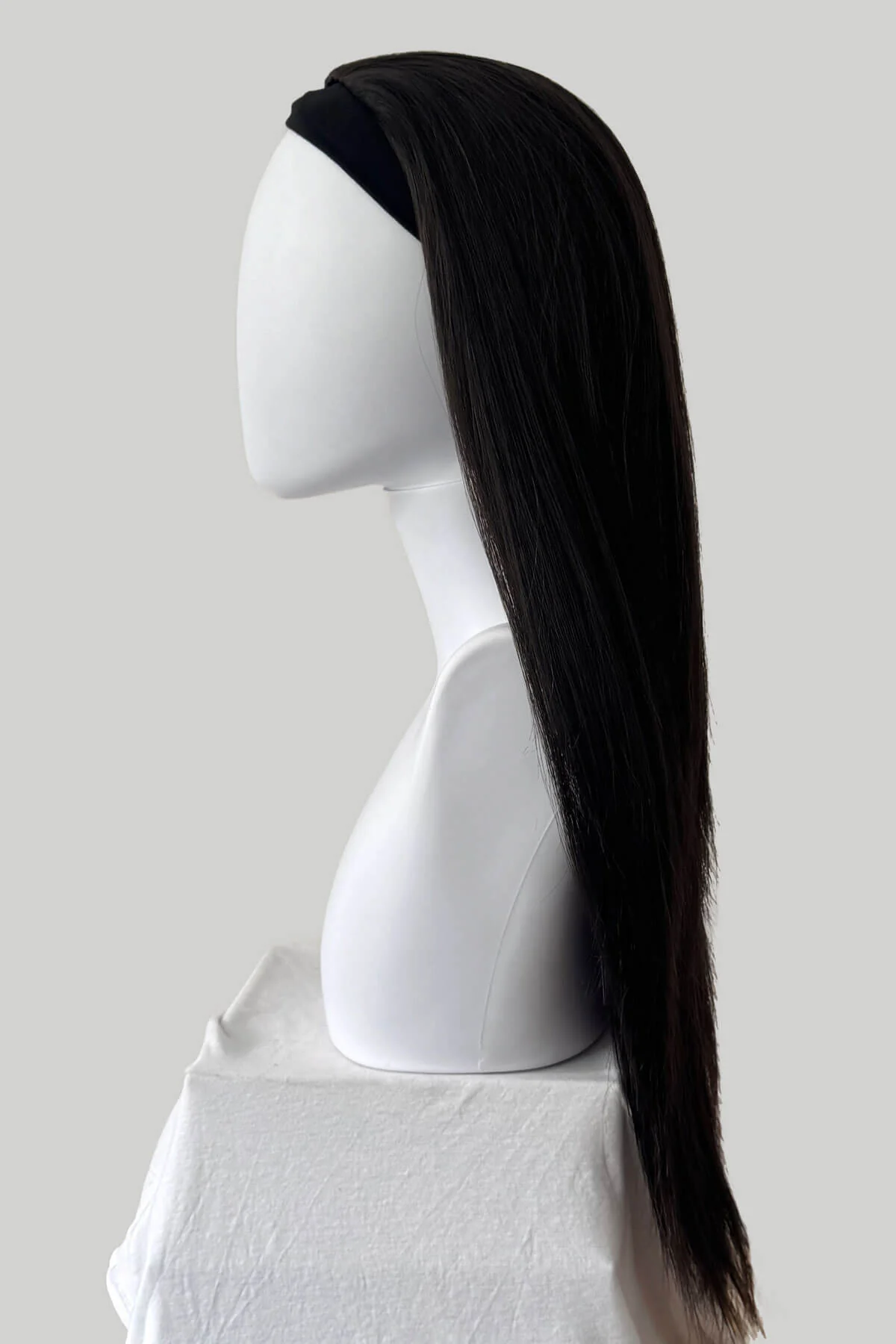 Faye - Poker Straight Sleek Extra Long Brown Half Wig - Image 8