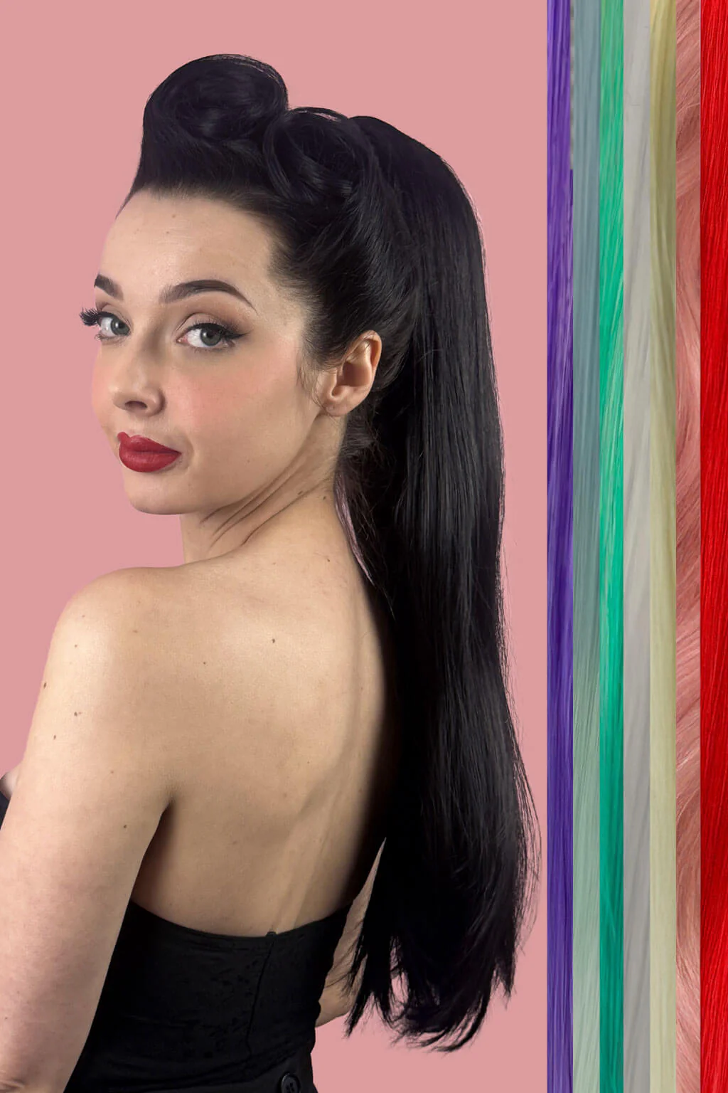 Long straight ponytail with coloured streak: Ayla
