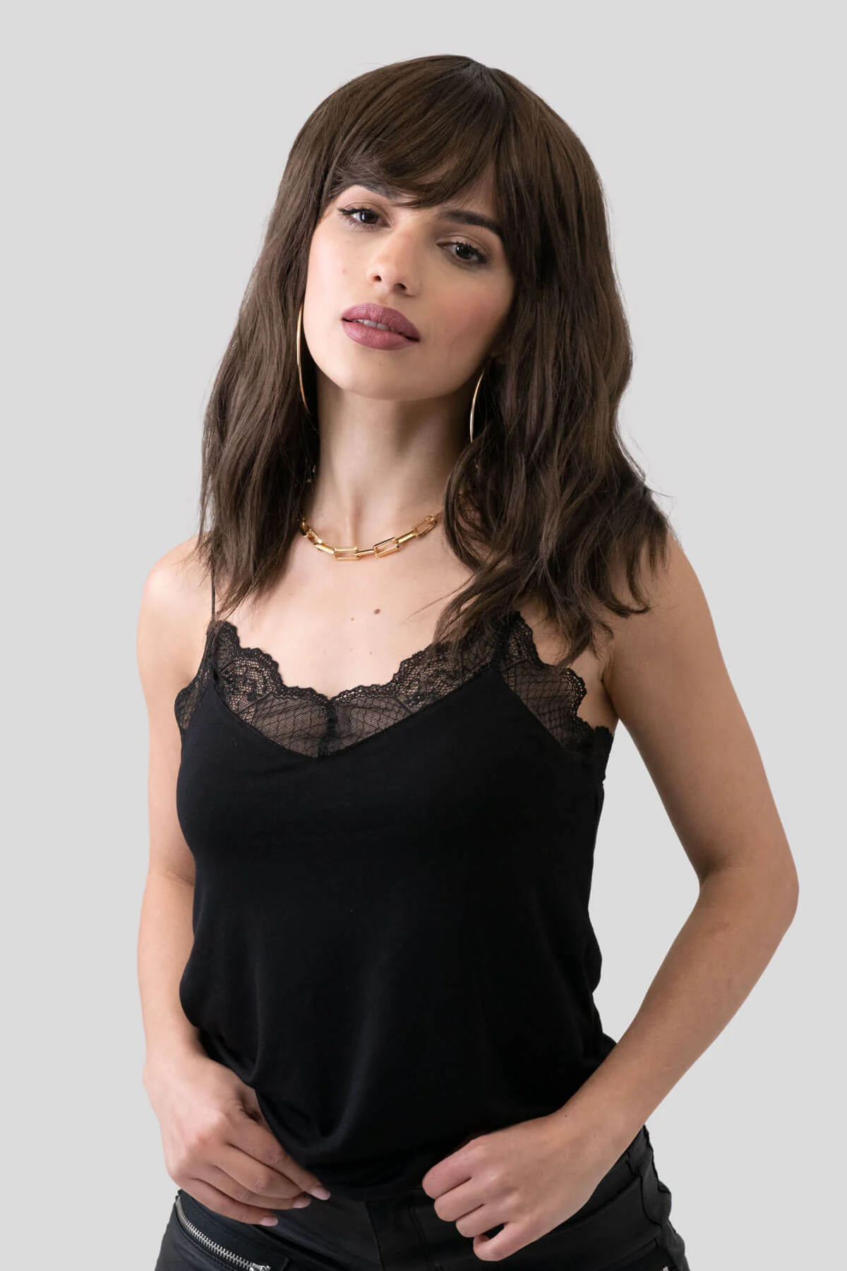 Long brown wavy bob (lob) wig: Lottie - Image 5