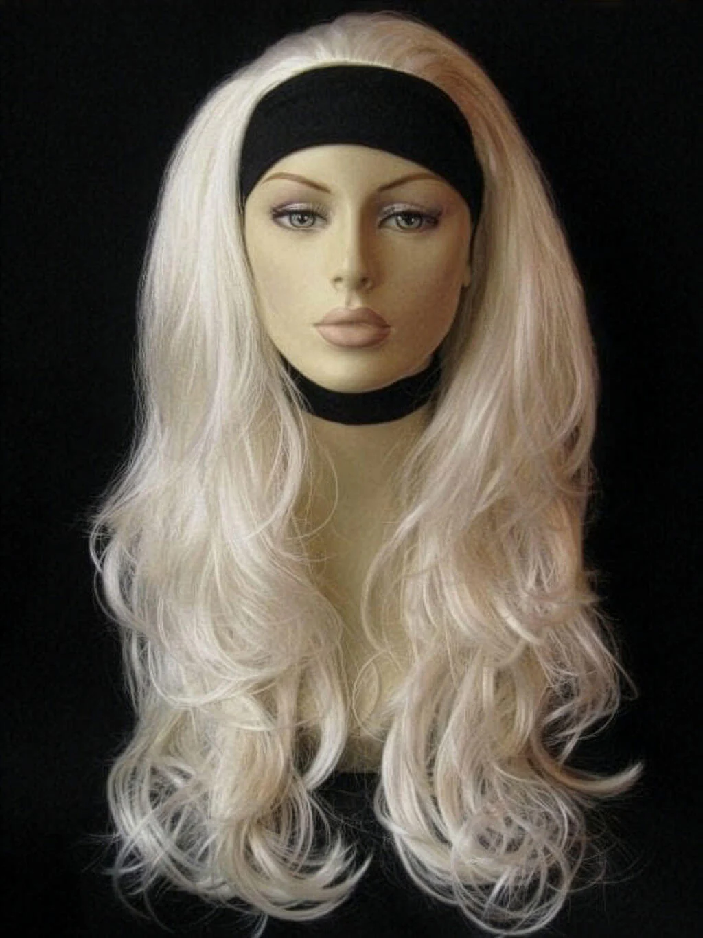 Platinum blonde half wig hairpiece (3/4 wig), wavy: Barbie - Image 4