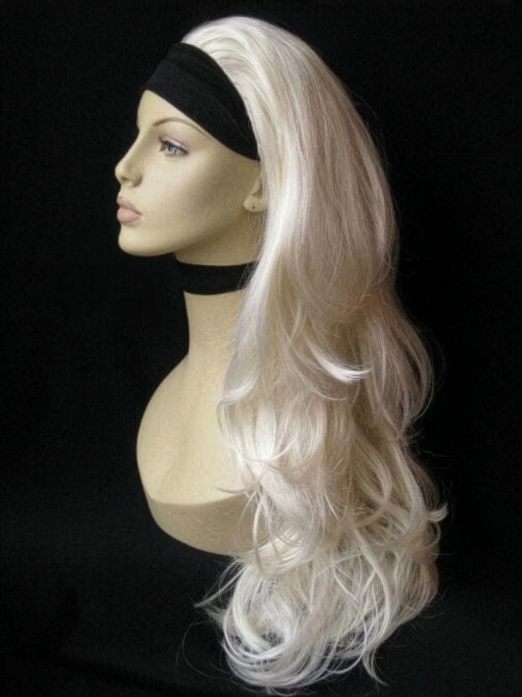 Platinum blonde half wig hairpiece (3/4 wig), wavy: Barbie - Image 5