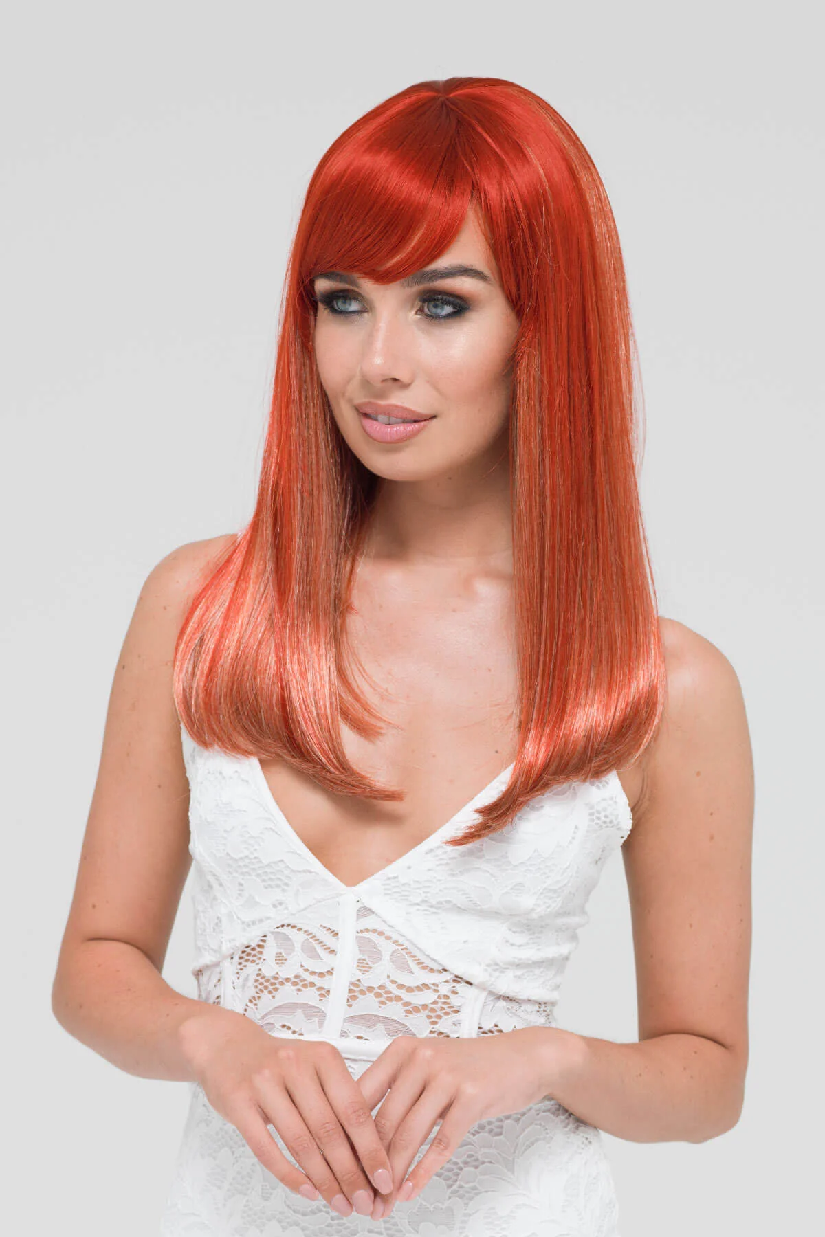 Copper red and blonde wig with straight fringe: Mathilda - Image 3