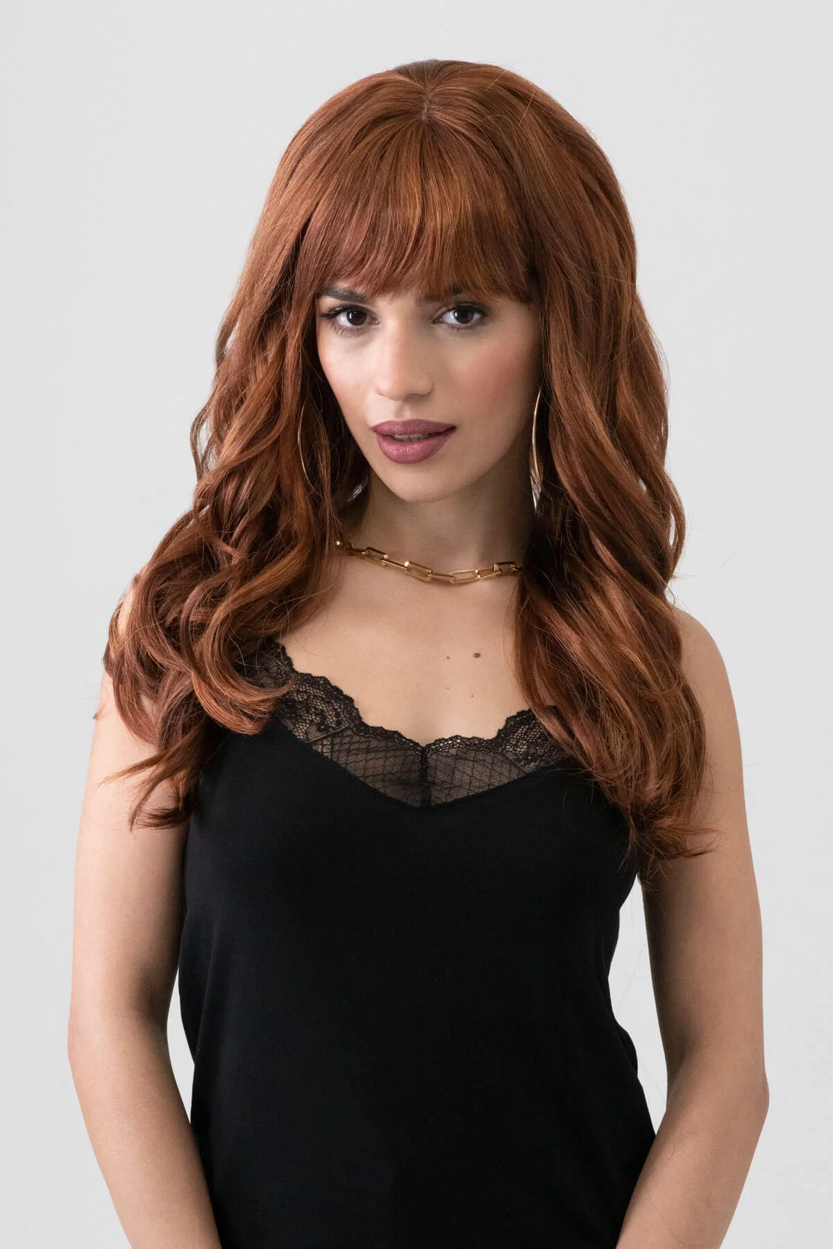 Red auburn & blonde wig with long cascading waves: Floriana