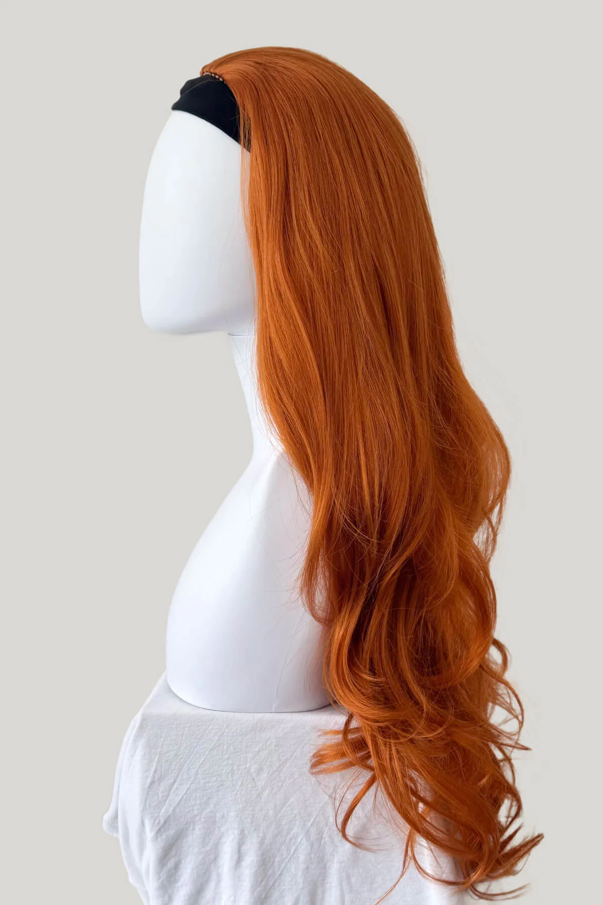 Ginger Half Wig - Long Wavy Copper Red Hairpiece: Keegan
