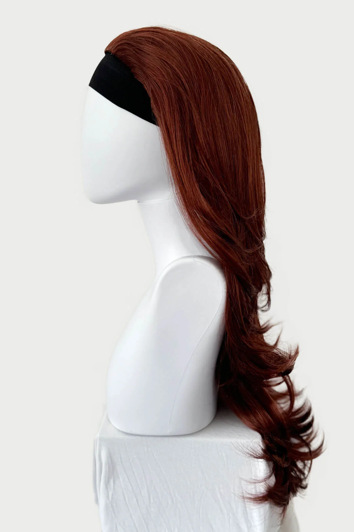 Red half wig hairpiece with long loose curls: Ivy - Image 2