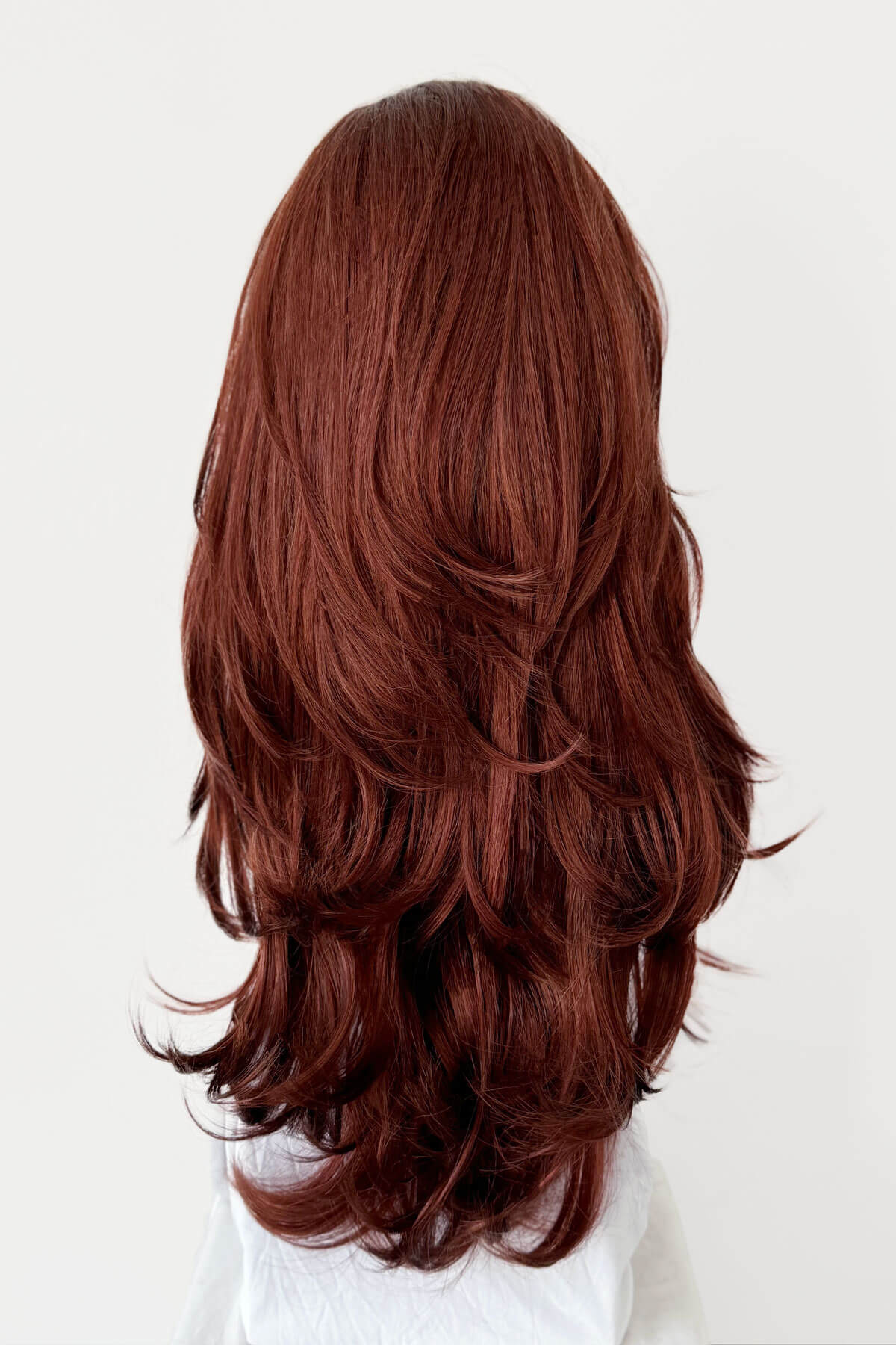Red half wig hairpiece with long loose curls: Ivy - Image 3