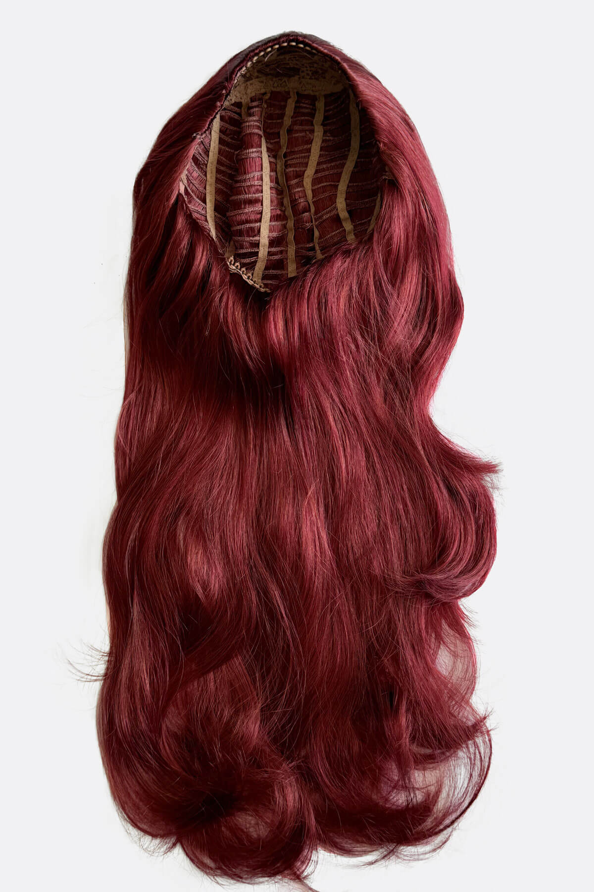Red half wig hairpiece with long loose curls: Ivy - Image 8