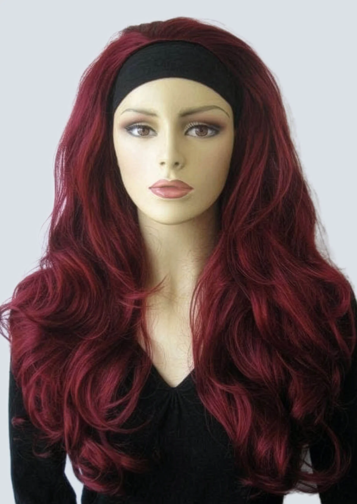 Red half wig hairpiece, long with big loose curls: Verity - Image 2