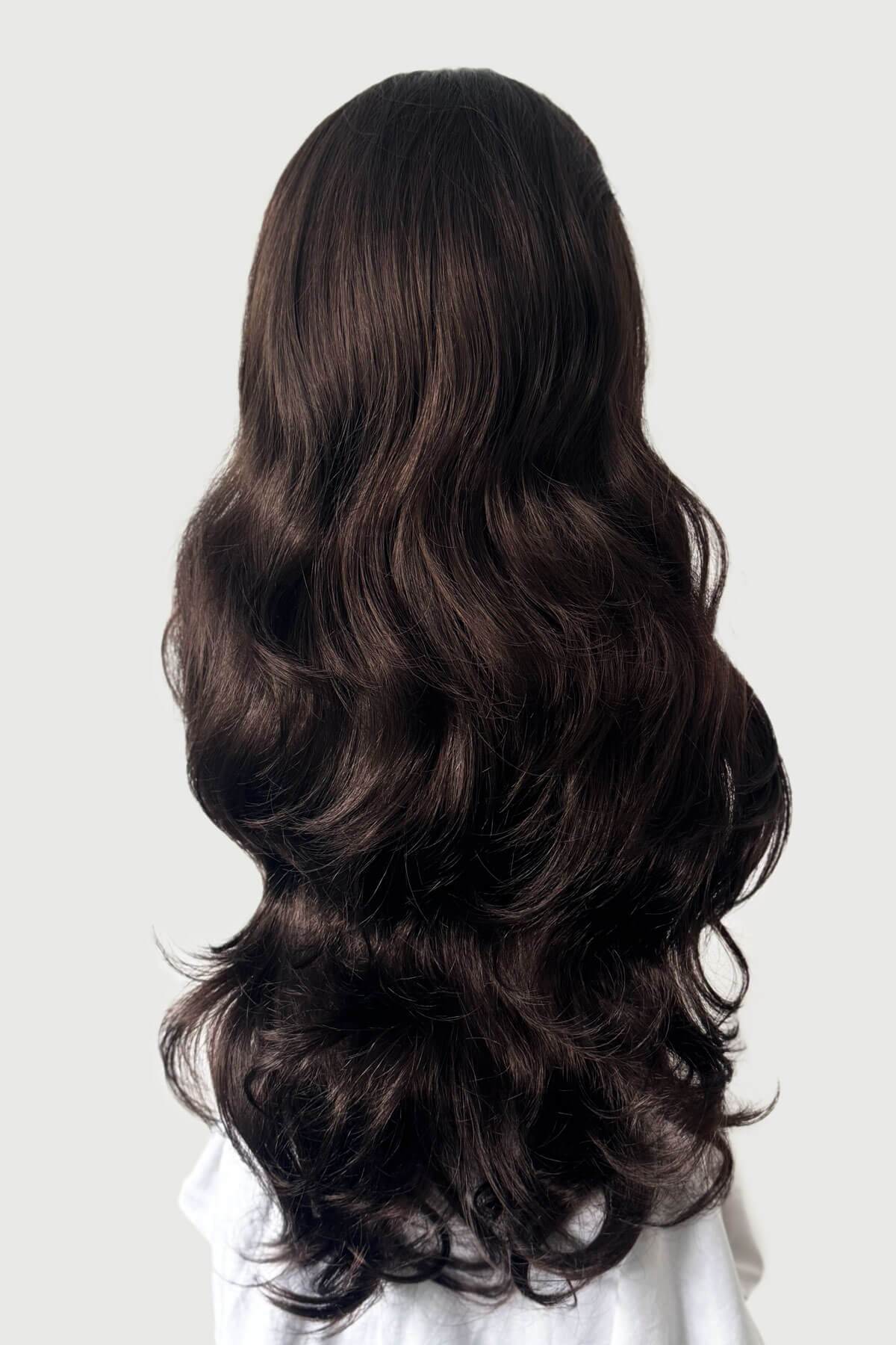 Reddish brown half wig hairpiece extension (3/4 wig), wavy: Winnie - Image 8