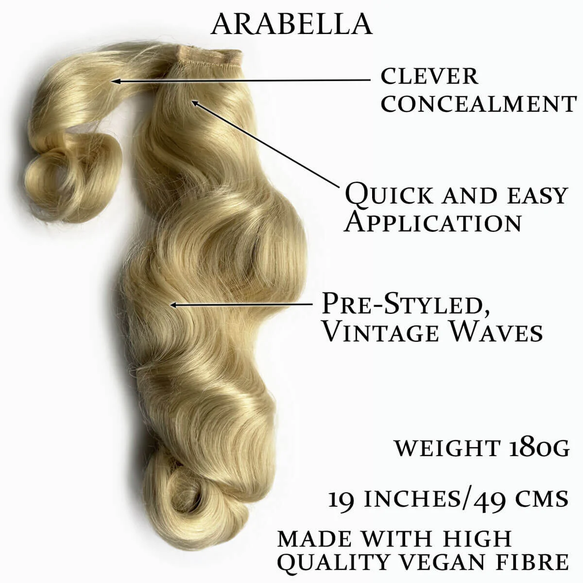 Retro style ponytail hairpiece, long with vintage waves: Arabella - Image 23