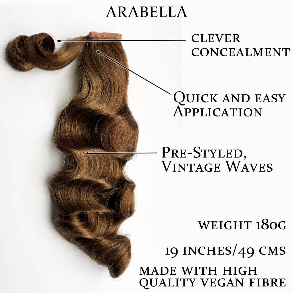 Retro style ponytail hairpiece, long with vintage waves: Arabella - Image 41