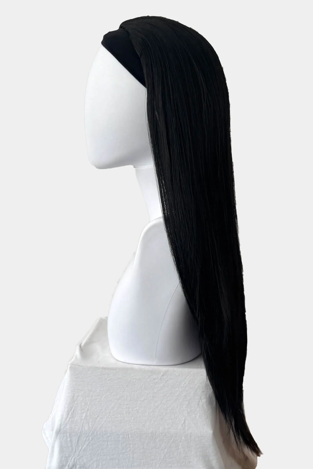 Straight black half wig hairpiece extension (3/4 wig): Theda - Image 4