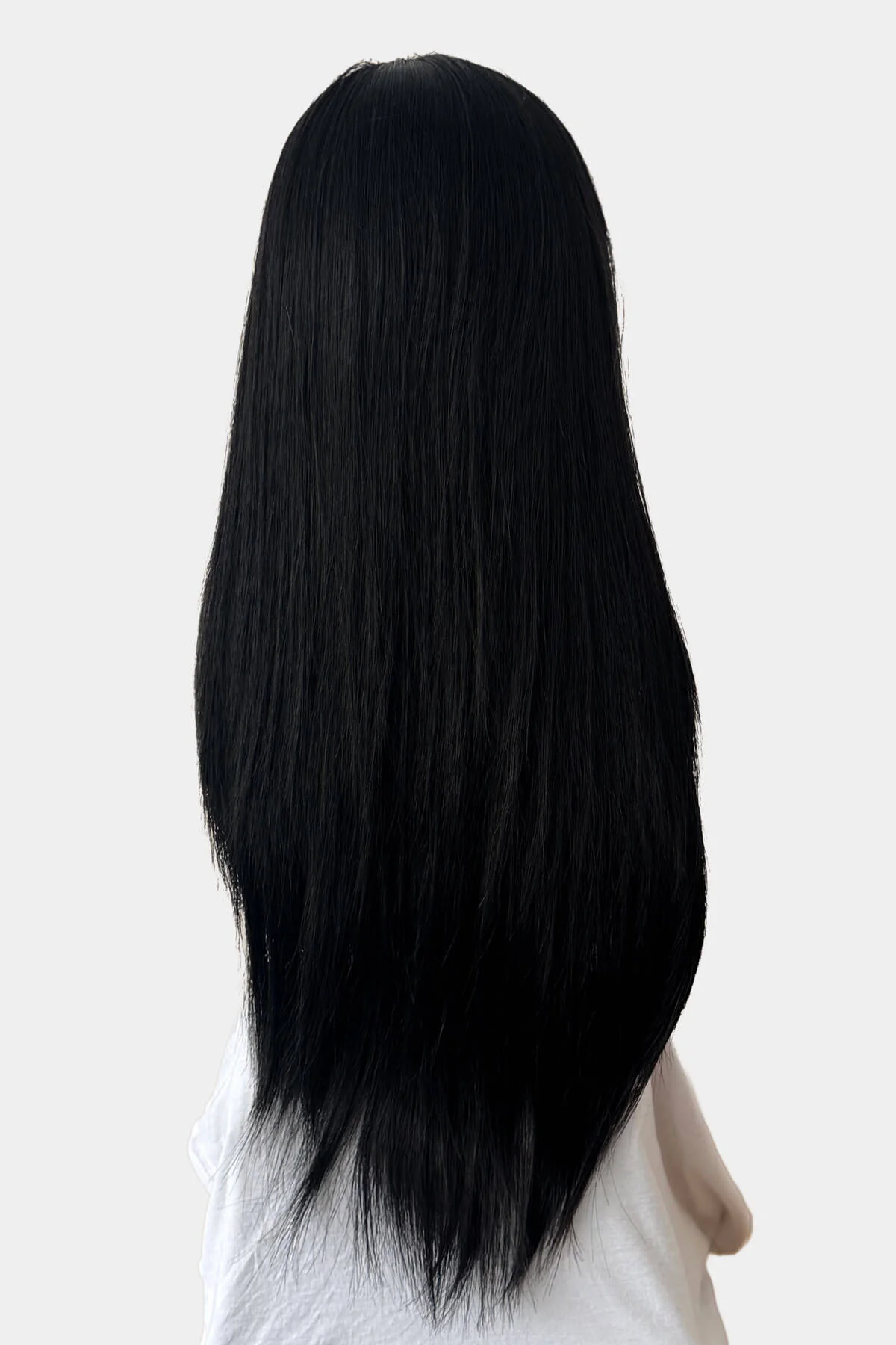 Straight black half wig hairpiece extension (3/4 wig): Theda - Image 5