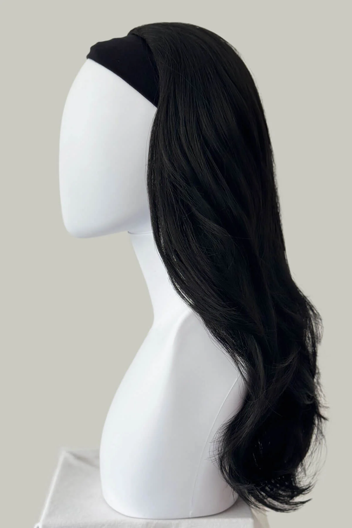 Straight black half wig hairpiece, layered: Cerys - Image 4