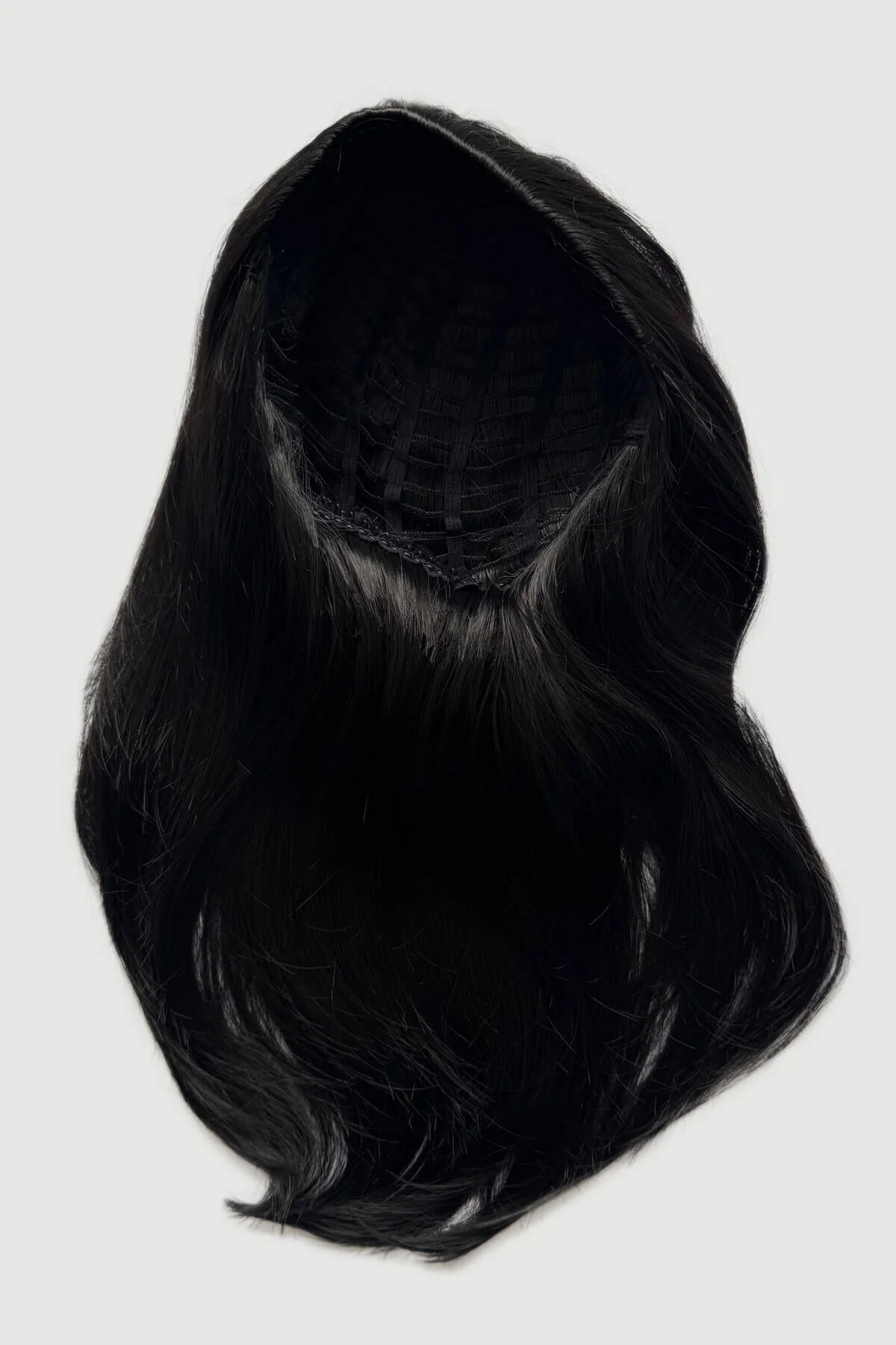 Straight black half wig hairpiece, layered: Cerys - Image 6