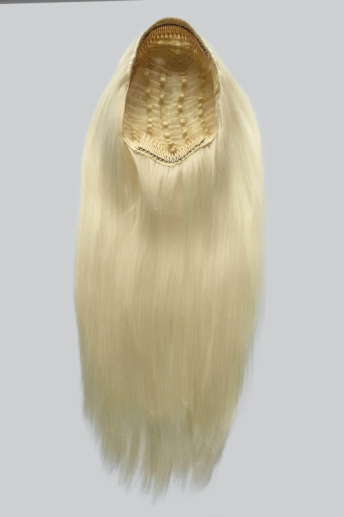 Straight platinum blonde half wig hairpiece (3/4 wig): Shannon - Image 6