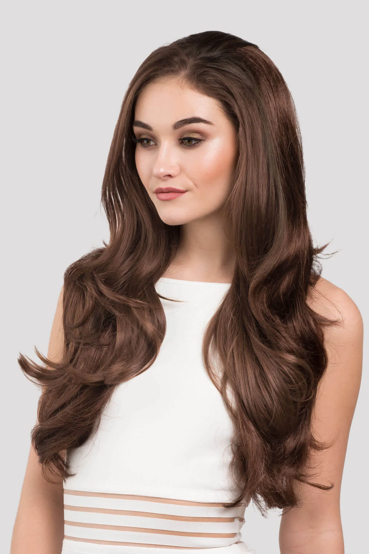 Reddish-brown half wig hairpiece (3/4 wig) with big loose curls: Anne - Image 2
