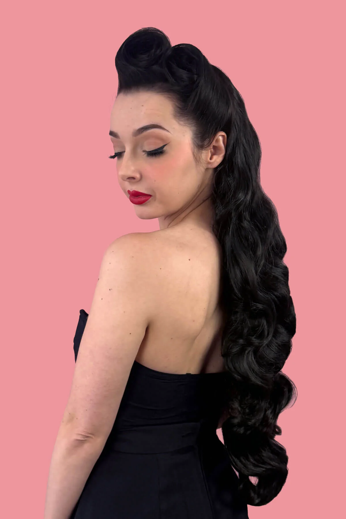 Ultra long half wig with hollywood waves: Mousumi - Image 34
