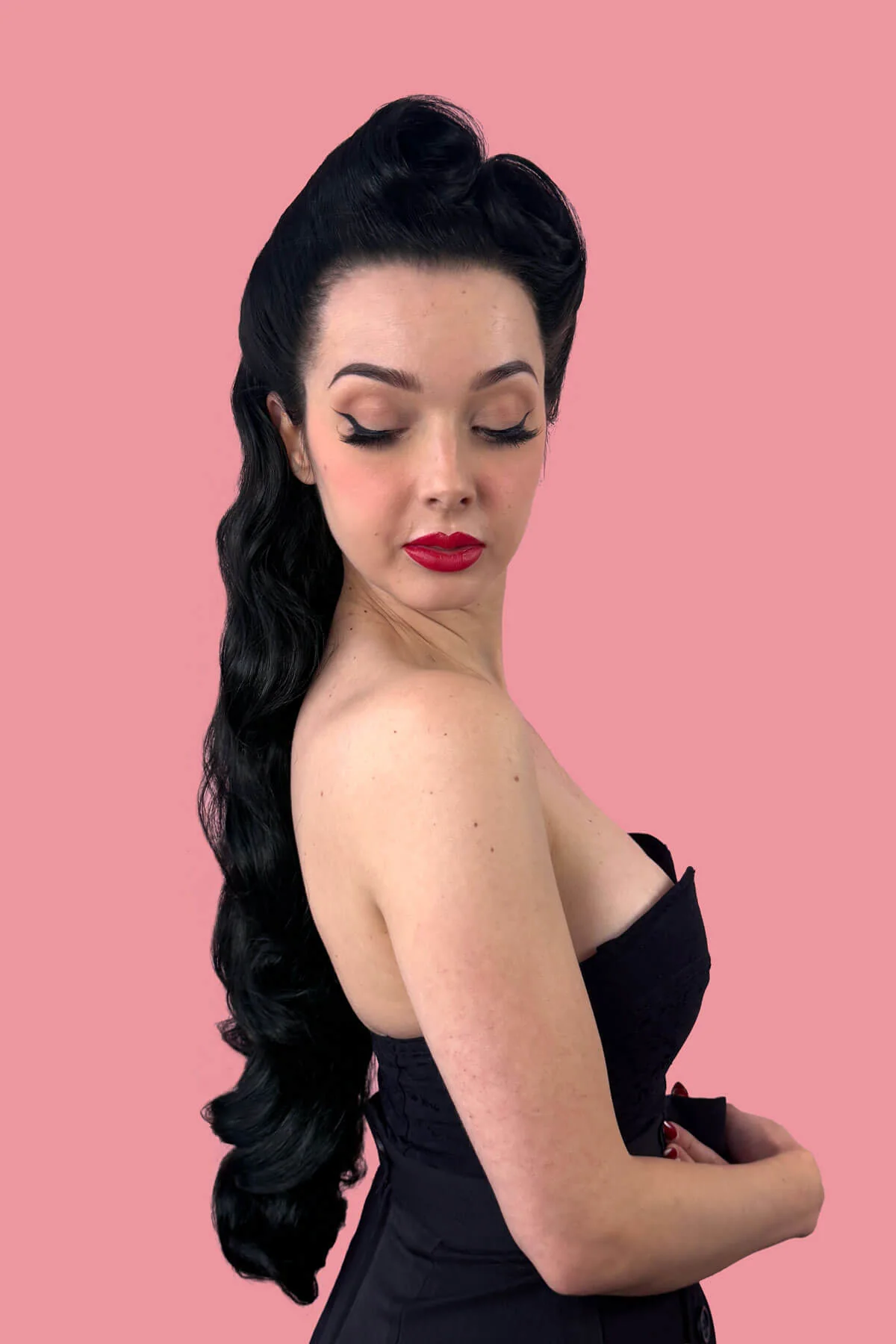 Ultra long half wig with hollywood waves: Mousumi - Image 4