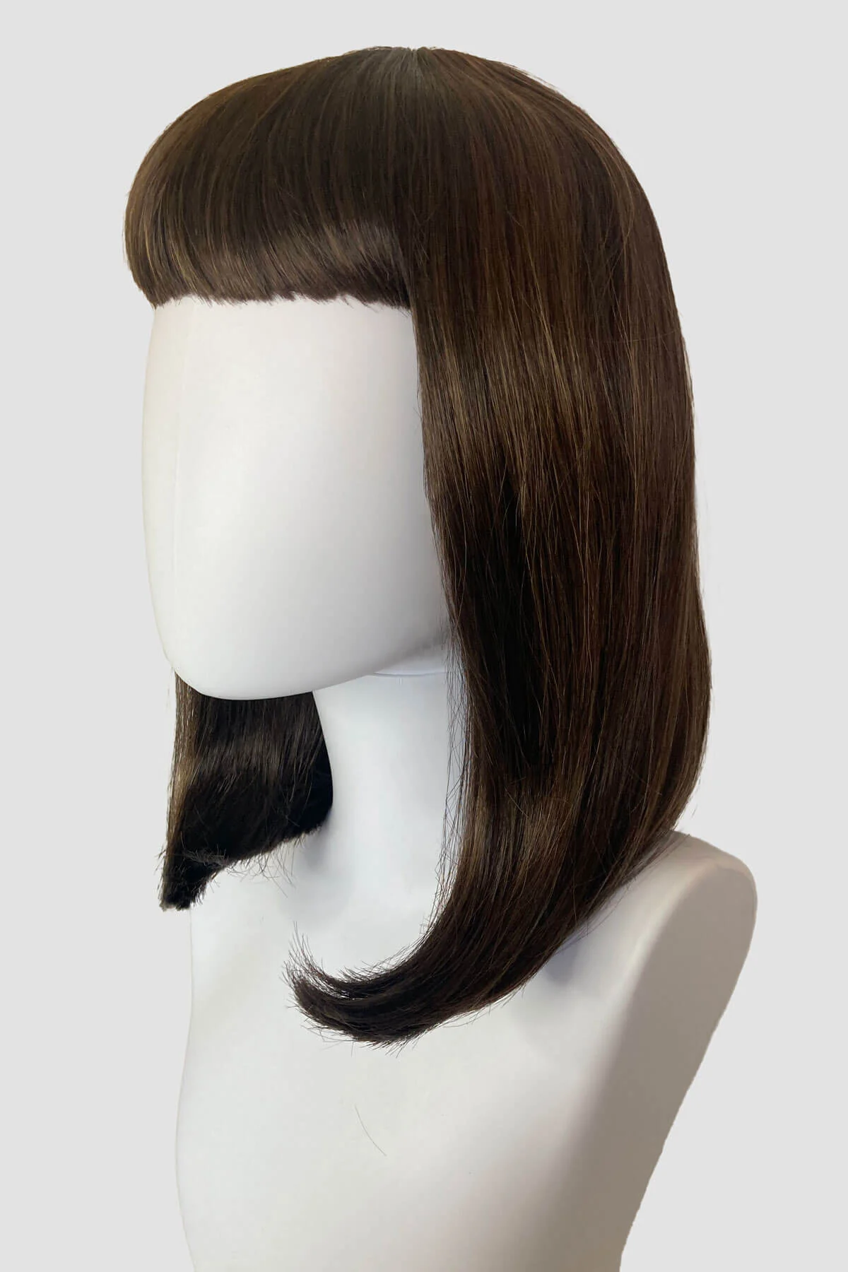 Long bob wig with a short fringe, brown with blonde highlights: Jill - Image 2